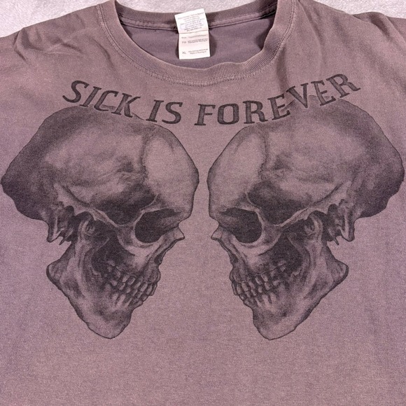 Y2K Sickboy Motorcycles Graphic T-Shirt Mens XL Skulls Sick Is Forever Brown - Picture 6 of 11